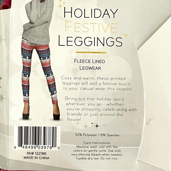 NEW Blue Star Small Medium Pink Holiday Christmas Festive Leggings Fleece Lined - Picture 4 of 6